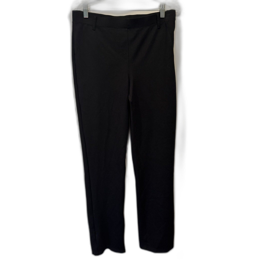 Quince Pants Ultra-Stretch Ponte Straight Leg Pull On Black Petite Women sz M
